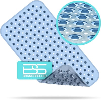 Badmat voor badkamer 70 x 38 cm - Transparante douchemat met noppen
