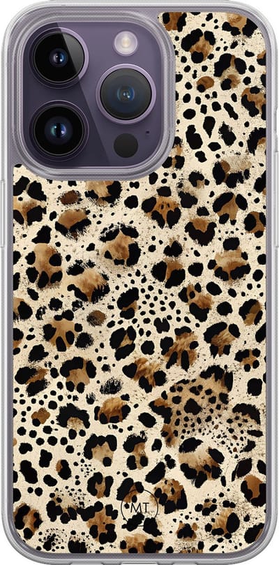 Hybride hoesje geschikt voor iPhone 14 Pro - Wild Essence - Extra bescherming - Luxe beschermhoes - TPU case - Transparant, Zwart, Bruin - Mooie Telefoonhoesjes