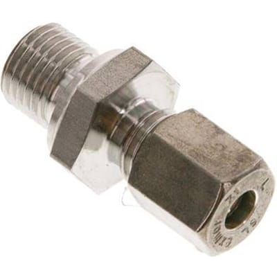 G 1/4'' Buitendraad x 6L RVS Rechte Knelfitting 315 Bar DIN 2353 - FL2S-MO-ST-014G-06-L