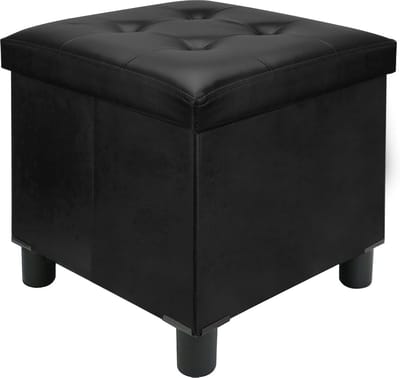 Opvouwbare Opbergpoef Vierkant Imitatieleer Zwart 45x45x45 cm