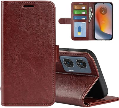 MobyDefend Hoesje - Geschikt voor Motorola Edge 50 Fusion - Wallet Book Case (Sluiting Achterkant) - Bruin