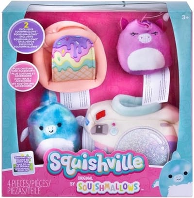 Weekend Trip Squishville Squishmallows Pluche Knuffel (4 delig) 20 cm - Squishy Kawaii Knuffels Kussen - Speelgoed voor Kinderen Jongens Meisjes