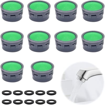 10-delige waterkraanbeluchter met 10-delige afdichting, kraanfilter, waterkraanbegrenzer, badkameraccessoires, filterinzetstukken, waterkraan-reserveonderdelen, geschikt voor badkamer, keuken