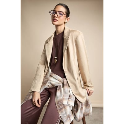 boohoo Dames Boxy oversized nepsuede blazer | Beige | Maat: 36