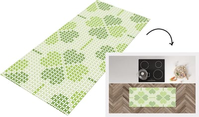 Keukenloper - Loper keuken - Klaver - Patronen - Groen - 120x50 cm - Keukenloper vinyl