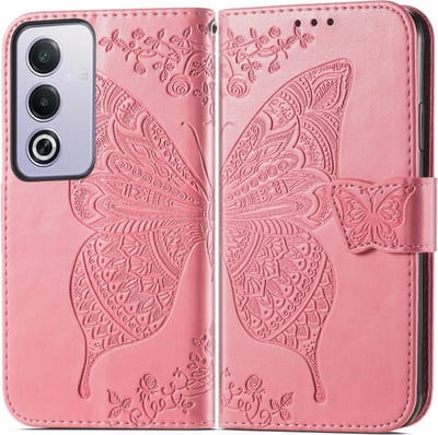 Coverup Hoesje - Geschikt voor OPPO A80 Hoesje - Coverup Vlinder Book Case - Roze