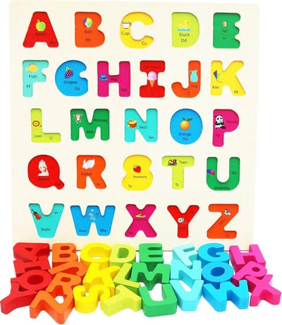 Houten Alfabet Puzzel - Chunky Size Peuterspeelgoed voor Vroeg Leren