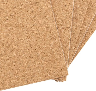 Set van 200 zelfklevende kurk vierkanten van 10 x 10 cm, 1 mm dik, mini kurk onderzetters voor DIY knutselprojecten en decoratie