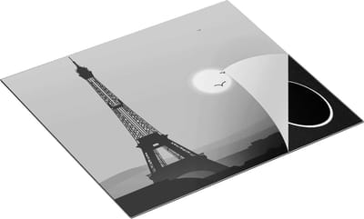 Chefcare Inductie Beschermer Illustratie van de Eiffeltoren in Parijs - Zwart Wit - 60x50 cm - Afdekplaat Inductie - Kookplaat Beschermer - Inductie Mat