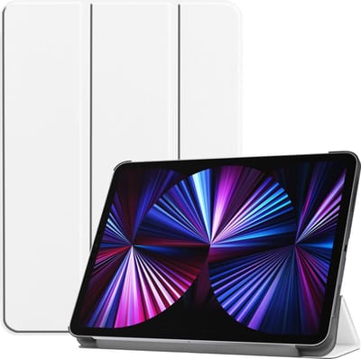 Hoesje - Geschikt voor Apple iPad Pro (2021) - 11 inch - 3e generatie - Dun & Stevig - Hardcover Book Case - Trifold Bookcase Hoes - Hard Cover - Tablethoes - Wit