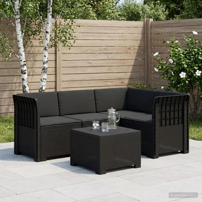 vidaXL - 4-Zitter - Tuin - Sofa - met - Kussens - Rattan - Look - PP - Antraciet