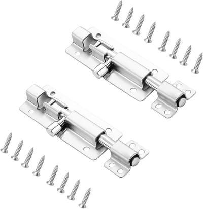 Set van 2 RVS Deursloten 3" voor Schuifdeuren met Schroeven, Ideaal voor Toiletten, Tuinen en Garages