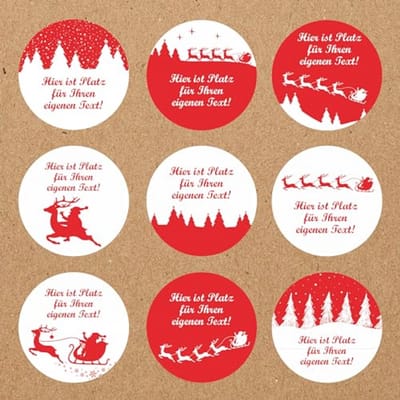 Kerststickers - Kerstdecoratie - Cadeaus Versieren - Zelfklevend - 35 Stuks - Rood