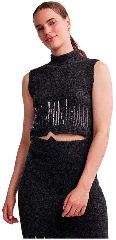 Pieces Mina Mouwloos T-shirt Grijs M Vrouw