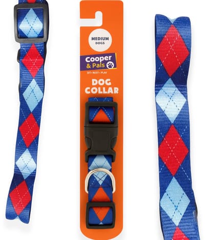 Cooper & Pals - Materiële Halsband - Niebieska - Kleine Honden - Regelbaar
