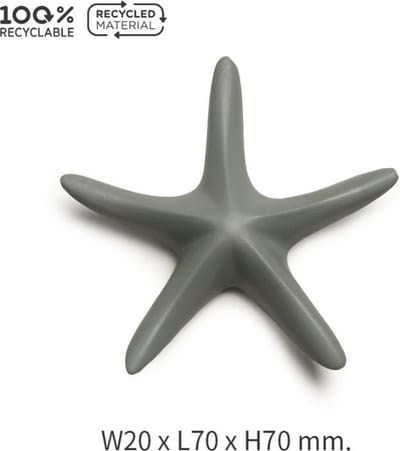 Qualy - Licht Grijs “Sea Star Magnet” W20 x L70 x H70 mm 24 gr Koelkastmagneet | Whiteboard Magneet | Magnet - Magneten