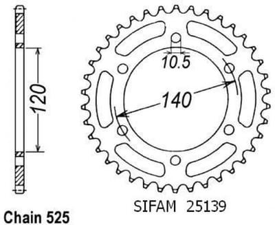 Achtertandwiel Sifam voor Motor Suzuki 750 Gsx-R 1998 tot 1999 Nieuw