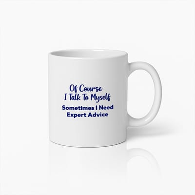 Koffiemok 330ml – Natuurlijk Praat Ik Tegen Mezelf | Grappige Quote Beker | Cadeau voor Humor Liefhebbers & Collega’s