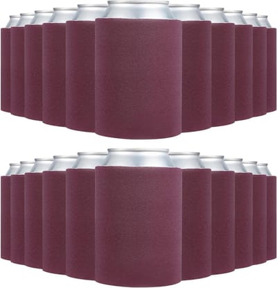100 Stuks Verstelbare Koelcovers voor Blikjes - Isolerende Schuimhoezen voor Bruiloften, Feesten en Evenementen - Bordeauxkleurige Bescherming voor 10 oz Blikjes