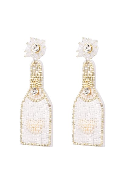 Bijoutheek Oorknoppen Fles Champagne Wit