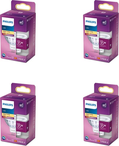 Philips Voordeelverpakking - GU5.3 - LED Spotamp (MR16) - 12V - 35W - Niet Dimbaar - Warmwit Licht - Set van 4 Stuks