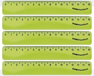 5x Flexibele Liniaal 15 cm - Onbreekbaar Lineaal Groen voor School en Kantoor