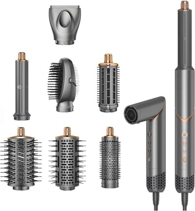 Haardrogerborstel Styler - Haarstylingtool Krultang - Volume Krullen Steil - 8-in-1 Flexibel Ontwerp - 26 x 24 x 7 cm