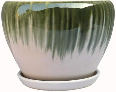 Keramische Bloempot - Cactus Pot Orchidee Pot - Planten Decoratie - Met Afvoer Gat - 18cm - Groen
