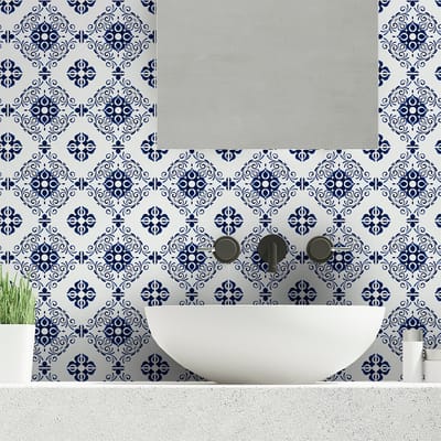 Zelfklevende tegelmuurstickers voor keuken en badkamer - 60 AZULEJOS THEO TEGELSTICKERS - 60 stickers 15x15cm