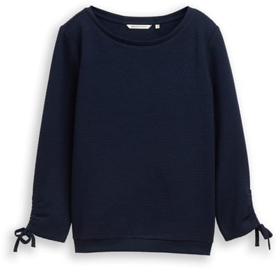 Tom Tailor Denim - Slim fit sweatshirt met gerimpelde mouwen - Maat M - sky captain blue