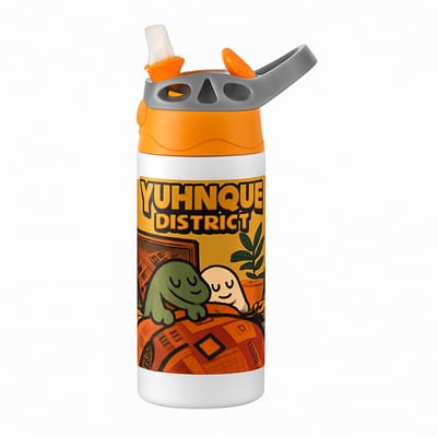 Stijlvolle Gouden Art-Deco Drinkfles – Elegante Drinkfles voor Liefhebbers van Vintage Design - Waterfles voor kinderen (wit/oranje)