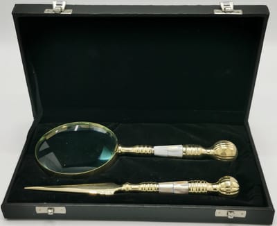 Boutique Trukado - Vergrootglas & Briefopener set - Victoriaanse Stijl - in zwart doosje