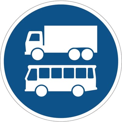 Rijstrook lijnbussen en vrachtauto's bord - F19 | gecoat dibond materiaal | 10 cm