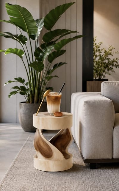 Matrino Ronde Kruk - Massief Hardhout - Natuurlijke Schoonheid - Elegant Design - ø30 x H 45 cm – Tall Men Standing