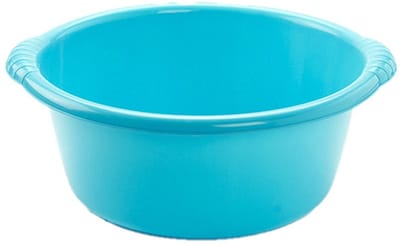 Plasticforte afwasbak teil - Set van 2x stuks - kunststof - rond - 10 liter - blauw - Afmetingen 40 x 38 x 15 cm - Huishouden