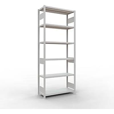 Schulte Lagertechnik MULTIplus250 rekken zonder schroeven, basisrek, 6 legborden, 2500 x 1000 x 500 mm, 250 kg, RAL 7035 lichtgrijs