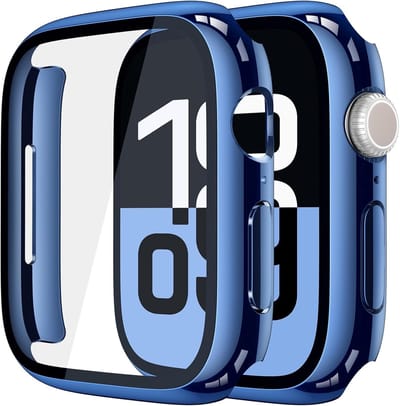 Screen Protector - Hoesje Blauw 42mm Geschikt voor Apple Watch Series 10 & Series 11 - 42mm Beschermmend Hoesje Full Cover Hard Case