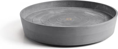 Ecopots Saucer Wheels - Grey - Ø41,6 x H9 cm - Ronde grijze onderschotel op wielen met waterreservoir