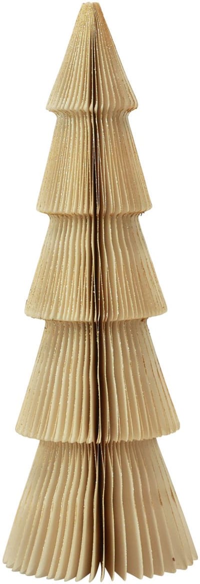 Papieren kerstboom klein crème goud H30cm