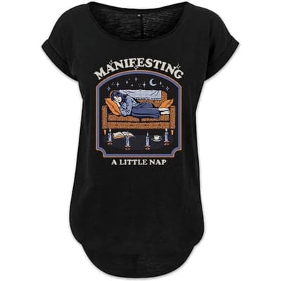 Steven Rhodes - Fun T-shirt - Manifesting a little nap - S tot M - voor Vrouwen - zwart