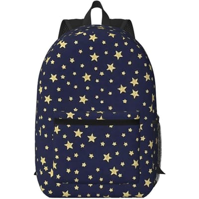 Marineblauwe Hemel en Sterren Print Rugzak Student Boekentas Kinderen Schooltas Laptop Schoudertassen voor Mannen Vrouwen One Size black