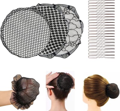 Elastische Haarnetjes voor Buns, Herbruikbare Mesh Haarnetjes met 20 Gouden Haarspelden, Ideaal voor Vrouwen en Feestjes