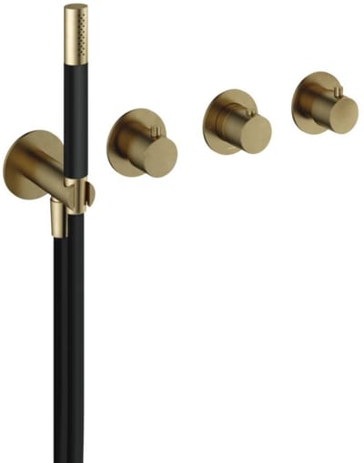 Hotbath Cobber - Afbouwdeel voor Inbouw Douchethermostaat - 2 Stopkranen - Geborsteld Messing Pvd - V03