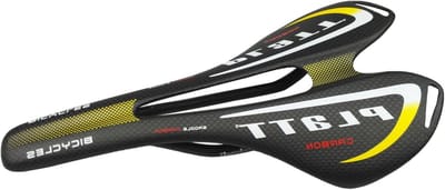 Lichte Carbon Fiber Fietsenzadel voor Racefietsen en Mountainbikes - 3K Mat, Geel, Duurzaam en Comfortabel