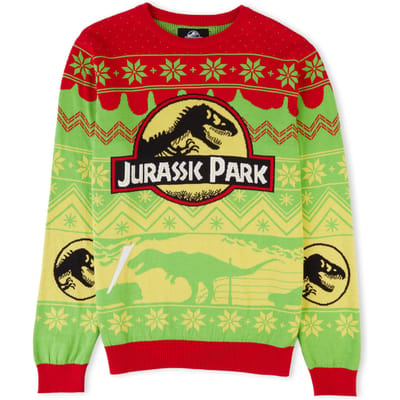 Jurassic Park Turn the Light Off Christmas Knitted Jumper Yellow - XL