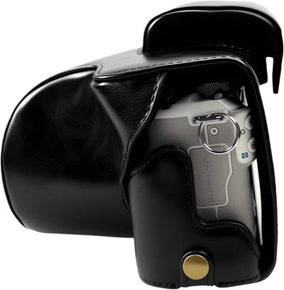 Compacte Camera Beschermhoes voor Canon EOS M50, Op maat gemaakte PU Leren Tas met Onderopening en Handvat, Ideaal voor Reis en Opslag, Zwart