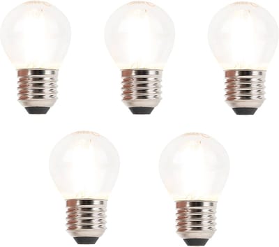 LUEDD Set van 5 E27 dimbare LED filament kogellamp 3W 250 lm 2700K