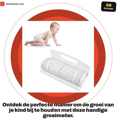 Dailygoods- Groeimeter Huidvriendelijk - Inklapbaar - Hoogtemeter Kind - Wasbaar - Peuters - Nauwkeurige Meting 10-99 Cm - Lengtemeter