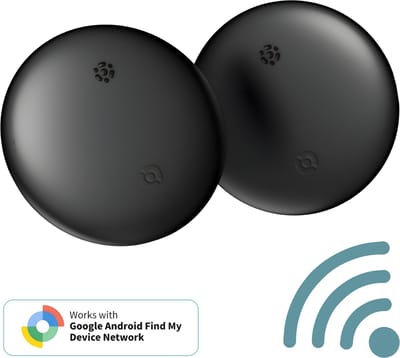 JustValue Bluetooth Tracker 2-Pack - Werkt met Google Find My - Inclusief Batterij - Geschikt voor Android - Met Sleutelhanger Koord - Smart Finder GPS Tag - Zwart