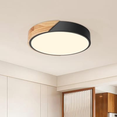 Plafondverlichting - Ronde LED Plafondlamp - 31 x 5cm - Flikkervrij & 3000K Warm Licht - Ultradun 5cm & Eikenfineer - Eenvoudige Montage - Voor Slaapkamer & Woonkamer